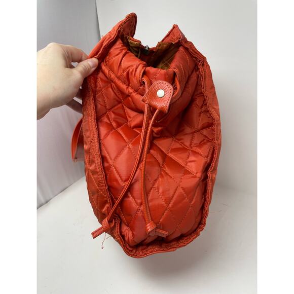 Ellen Tracy‎ Orange Quilted Weekender Bag Tote Travel Duffle Pockets Large FLAW - Picture 3 of 11